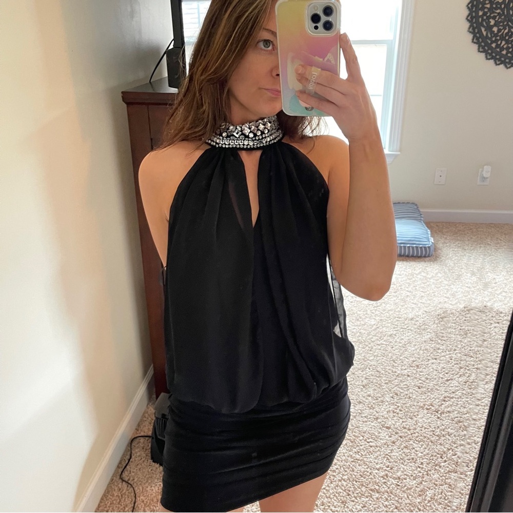 NWT Bisou Bisou Halter Neck Embellished Mini Dress